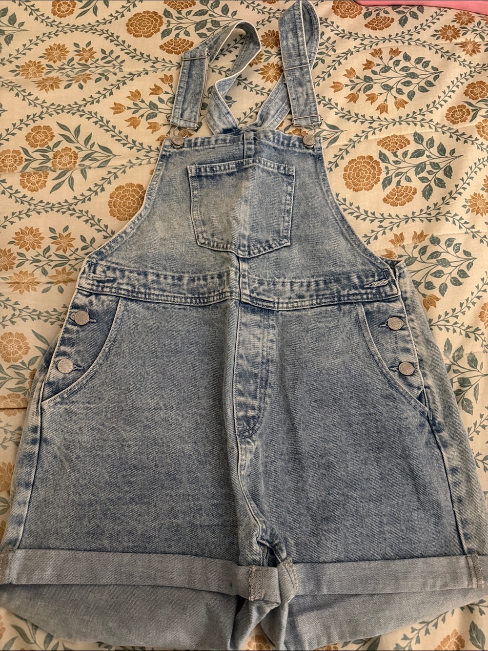 SHEIN Light Wash Denim Short Overalls